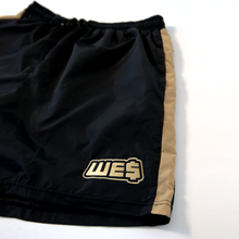 Load image into Gallery viewer, WE$ Black &amp; Tan Nylon Shorts
