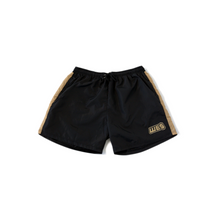 Load image into Gallery viewer, WE$ Black &amp; Tan Nylon Shorts
